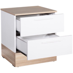 FWStyle Oak and White 2 Drawer Bedside Table - thumbnail 4