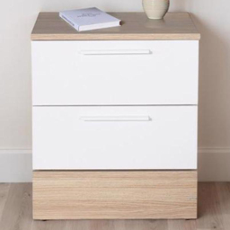 FWStyle Oak and White 2 Drawer Bedside Table - thumbnail 1