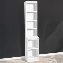 R White Cabinets 6 Tier White Desk Height Bookcase with Hutch