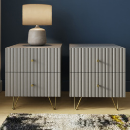 GFW Thalia Grey 2 Drawer Bedside Table 2 Pack