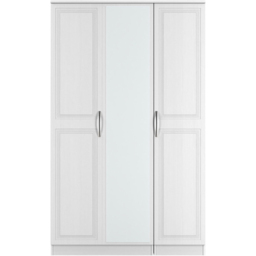 Crowndale Dorset 3 Door Signature White Mirrored Wardrobe Ready Assembled - thumbnail 2