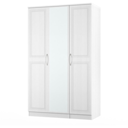 Crowndale Dorset 3 Door Signature White Mirrored Wardrobe Ready Assembled - thumbnail 4