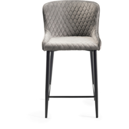 Bentley Designs Cezanne Grey Velvet Fabric Upholstered Barstool Set of 2 - thumbnail 3