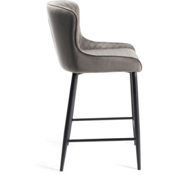 Bentley Designs Cezanne Grey Velvet Fabric Upholstered Barstool Set of 2 - thumbnail 4