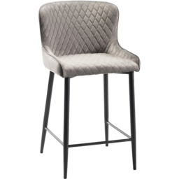 Bentley Designs Cezanne Grey Velvet Fabric Upholstered Barstool Set of 2 - thumbnail 2