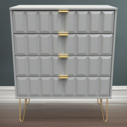 Crowndale Cube 4 Drawer Dusk Grey Chest of Drawers Ready Assembled