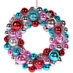 Jingle Bell Boogie Colourful Glass Disco Ball Christmas Wreath 50cm - thumbnail 2