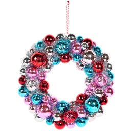 Jingle Bell Boogie Colourful Glass Disco Ball Christmas Wreath 50cm - thumbnail 1