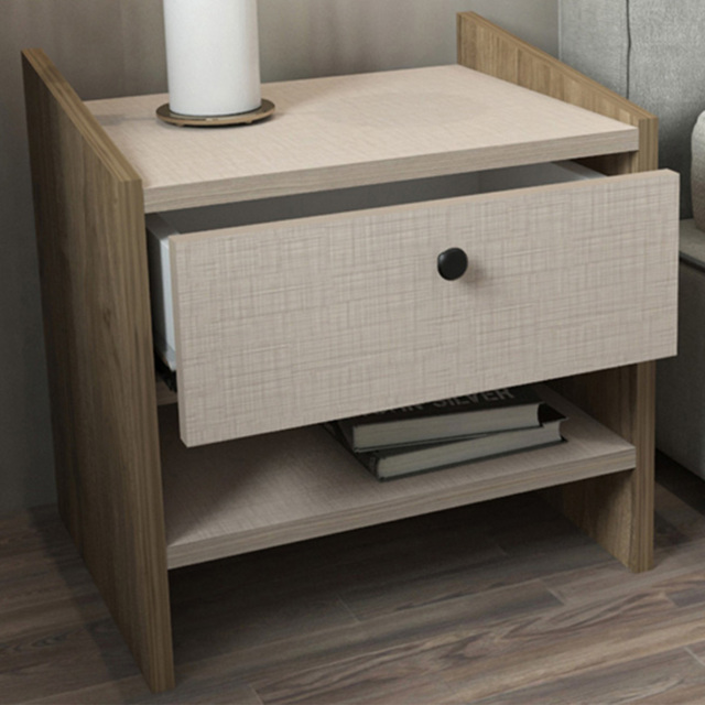 Decorotika Berlin Cottonbeige Single Drawer Single Shelf Bedside Table - image 1