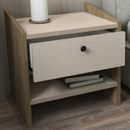 Decorotika Berlin Cottonbeige Single Drawer Single Shelf Bedside Table - thumbnail 1