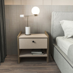 Decorotika Berlin Cottonbeige Single Drawer Single Shelf Bedside Table - thumbnail 4