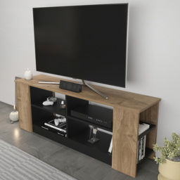 Decorotika Space Walnut and Black 8 Shelf TV Unit