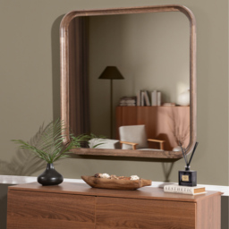 Curved Wooden Mirror Walnut - thumbnail 2