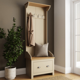 GFW Lancaster Cream Single Drawer Hallway Storage Unit with Hooks - thumbnail 1