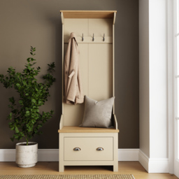 GFW Lancaster Cream Single Drawer Hallway Storage Unit with Hooks - thumbnail 3