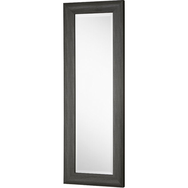Yearn Dark Grey Scooped Grained Bevelled Dressing Mirror 129 x 45cm - image 1