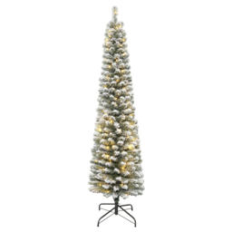 Santas Savers Slim Flocked Alaskan Pine Christmas Tree 6.5ft