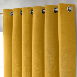 Alan Symonds Chenille Blackout Ring Top Eyelet Curtains Ochre 168 x 183cm - thumbnail 2