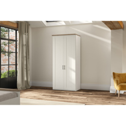 Homebase Truro Boak and White 2 Door Hinged Wardrobe with Slate Handles - thumbnail 4