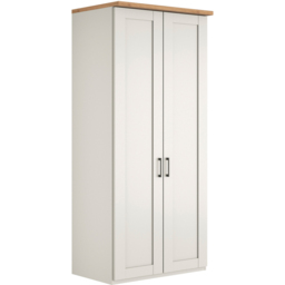 Homebase Truro Boak and White 2 Door Hinged Wardrobe with Slate Handles - thumbnail 2