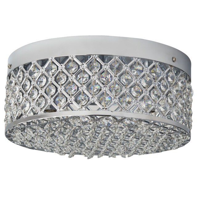 Elements Chrome and Clear Crystal Flush Fitting Ceiling Light - image 1