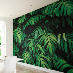 Origin Murals Rainforest Leaves Green Wall Mural - thumbnail 1