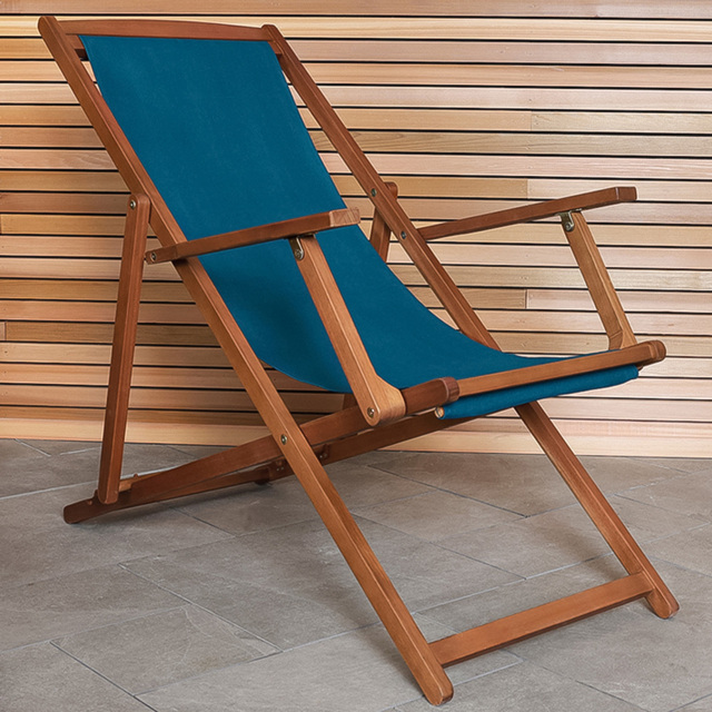 Charles Bentley Teal Wooden Deck Chair - image 1