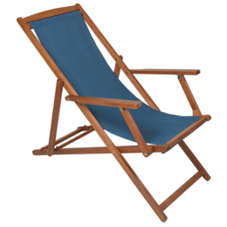 Charles Bentley Teal Wooden Deck Chair - thumbnail 2