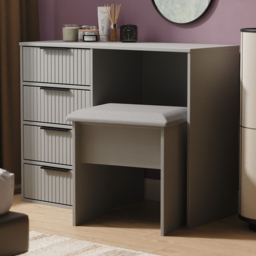 Crowndale Fluted 4 Drawer Dusk Grey Vanity Dressing Table Ready Assembled - thumbnail 1