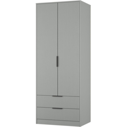 Crowndale Fluted 2 Door 2 Drawer Dusk Grey Tall Wardrobe Ready Assembled - thumbnail 4