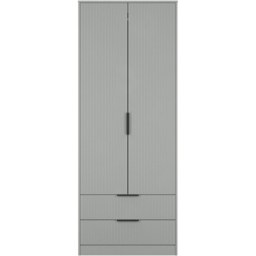 Crowndale Fluted 2 Door 2 Drawer Dusk Grey Tall Wardrobe Ready Assembled - thumbnail 2