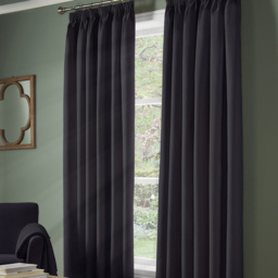 Alan Symonds Essential Plain Pencil Pleat Taped Top Curtains Charcoal 167 x 228cm