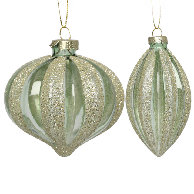 Single Royal Emerald Clear and Champagne Glitter Bauble in Assorted styles - image 1