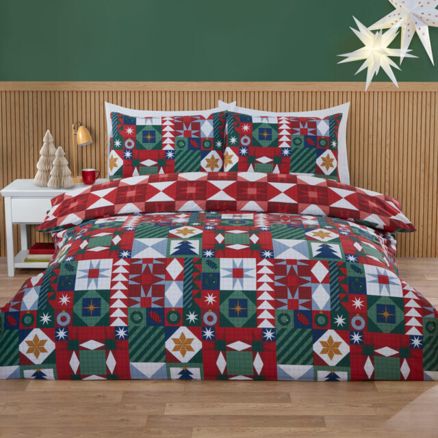 Multicolour Super King Size Novie Patchwork Reversible Duvet Set - image 1