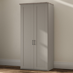 Homebase Truro Grey 2 Door Hinged Wardrobe with Slate Handles