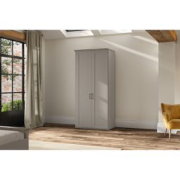 Homebase Truro Grey 2 Door Hinged Wardrobe with Slate Handles - thumbnail 4