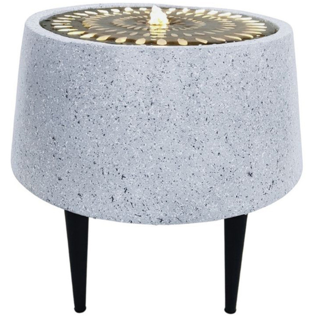 Ivyline Solis Grey Terrazzo and Brass LED Water Feature