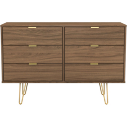 Crowndale Hong Kong 6 Drawer Carini Walnut Wide Chest of Drawers Ready Assembled - thumbnail 3