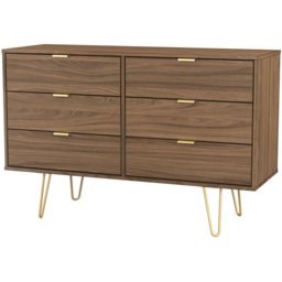 Crowndale Hong Kong 6 Drawer Carini Walnut Wide Chest of Drawers Ready Assembled - thumbnail 2