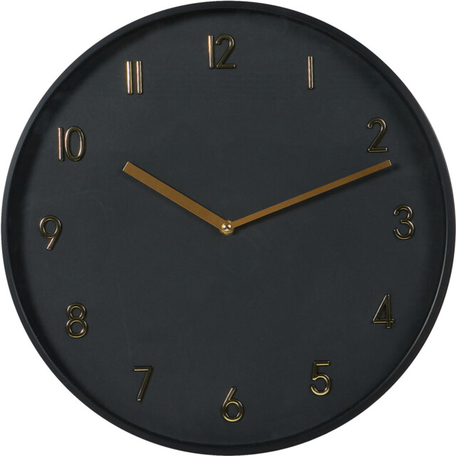 Black and Gold Round Wall Clock 40cm - image 1