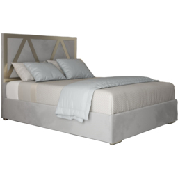 Alison Grey Double Velvet Upholstered Metal Bed Frame with Panelled Headboard - thumbnail 2