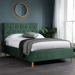 Loxley Green Double Fabric Bed