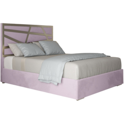 Arabella Pink Small Double Velvet Upholstered Metal Bed Frame with Panelled Headboard - thumbnail 2