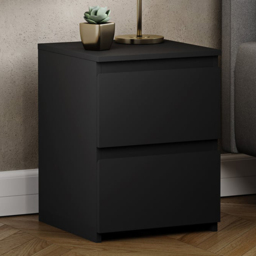 Vida Designs Denver Black 2 Drawer Bedside Table