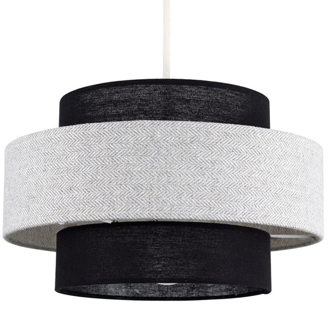 ValueLights Weaver Herringbone Black and Grey Ceiling Lamp Shade - image 1