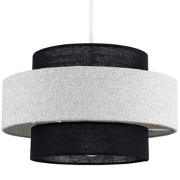 ValueLights Weaver Herringbone Black and Grey Ceiling Lamp Shade - thumbnail 1