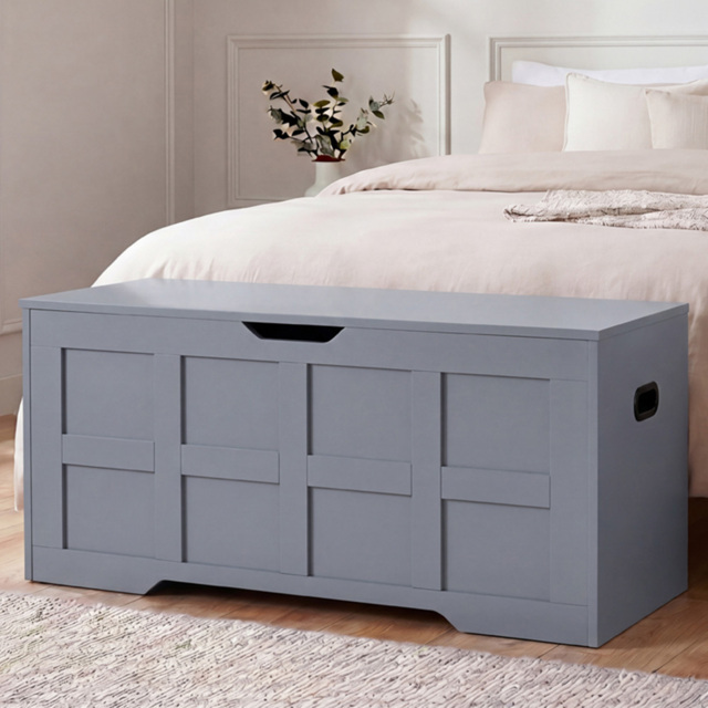 Vida Designs Grey Ottoman Storage Box Large - image 1