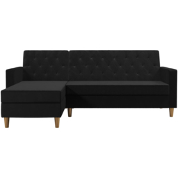 Dorel Home Liberty 3 Seater Black Sectional Futon with Chaise - thumbnail 2