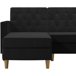 Dorel Home Liberty 3 Seater Black Sectional Futon with Chaise - thumbnail 3