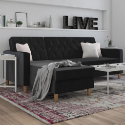 Dorel Home Liberty 3 Seater Black Sectional Futon with Chaise - thumbnail 1